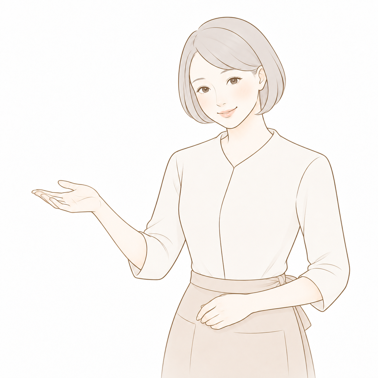 微笑みながら体験をご案内する女性のイラスト